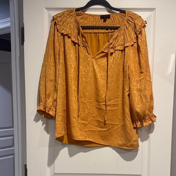 Current Air Tops - Current Air Golden Ruffle Blouse